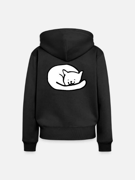 Süße Katze - Frauen Premium Bio Zip Hoodie - Schwarz