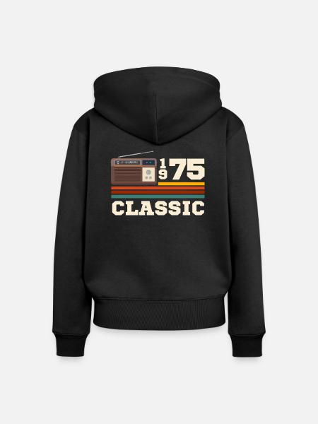 Jubiläum 1975 Retro Klassiker - Frauen Premium Bio Zip Hoodie - Schwarz