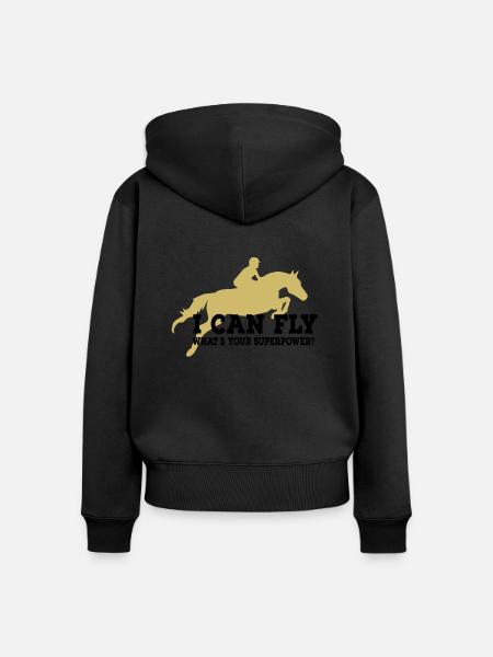 Springpferd - Frauen Premium Bio Zip Hoodie - Schwarz
