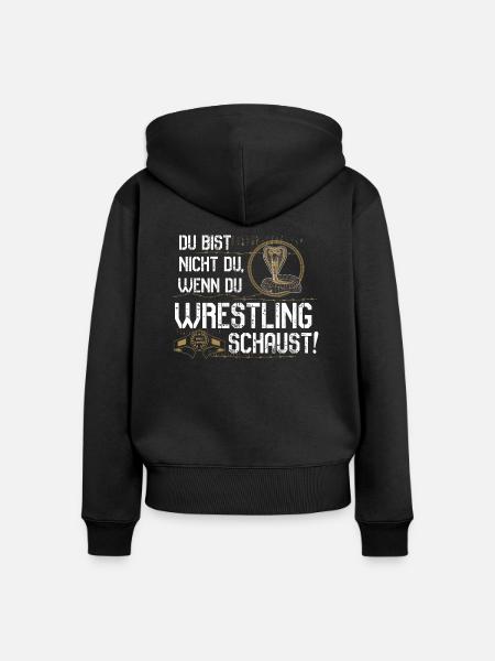 Wrestling schauen - Frauen Premium Bio Zip Hoodie - Schwarz