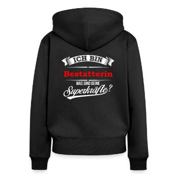 Bestatterin Leichenbestatterin Bestattung - Frauen Premium Bio Zip Hoodie - Schwarz - Hinten - Julia (174cm)