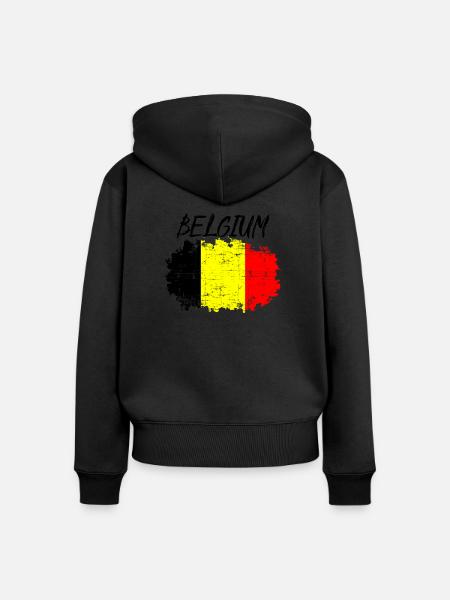 Belgium - Frauen Premium Bio Zip Hoodie - Schwarz