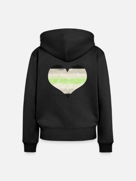 Agender Flagge Herz - Frauen Premium Bio Zip Hoodie - Schwarz
