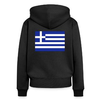 Griechenland Flagge Accessoires - Frauen Premium Bio Zip Hoodie - Schwarz - Hinten - Julia (174cm)