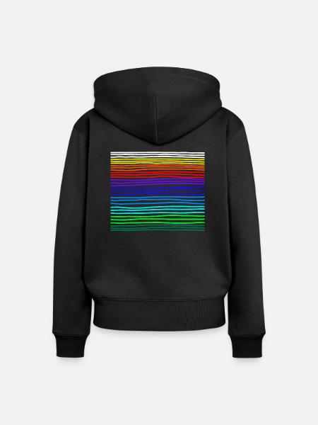 rainbow - Frauen Premium Bio Zip Hoodie - Schwarz