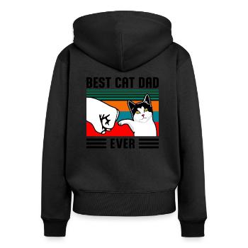 Beste Katze Papa jemals Faust Punch - Frauen Premium Bio Zip Hoodie - Schwarz - Hinten - Julia (174cm)