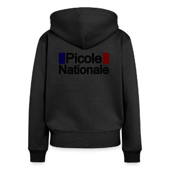 Picole nationale - Sweat à capuche zippé Premium bio Femme - noir - Dos - Julia (174cm)