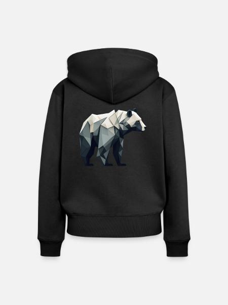 Minimalistischer Bär - Frauen Premium Bio Zip Hoodie - Schwarz