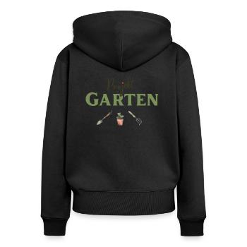 Projekt Garten Gärtnerin, Gärtner - Frauen Premium Bio Zip Hoodie - Schwarz - Hinten - Julia (174cm)