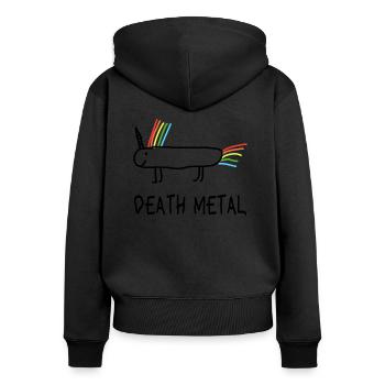Licorne, Death Metal, Rock, Festival de musique, Humour - Sweat à capuche zippé Premium bio Femme - noir - Dos - Julia (174cm)