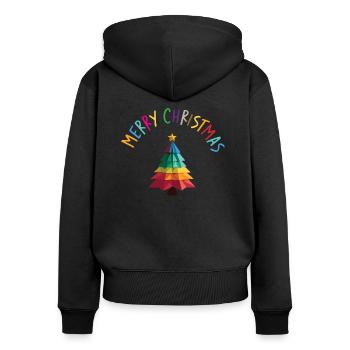 Joyeux Noël / Merry Christmas - Women's Premium Organic Zip Hoodie - black - Back - Julia (174cm)