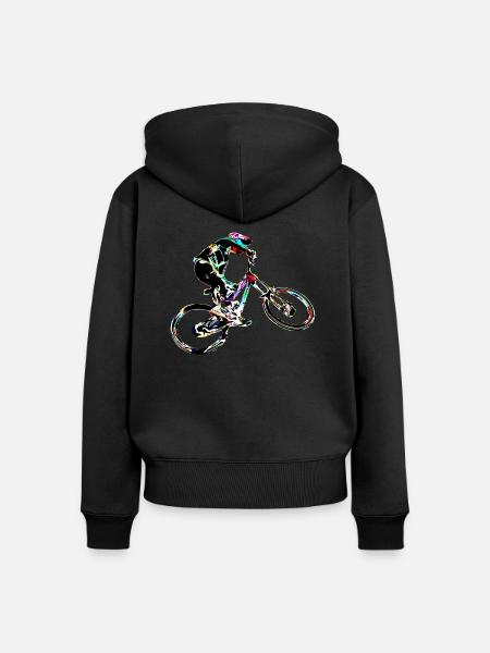 Downhill-Mountainbiken - Frauen Premium Bio Zip Hoodie - Schwarz