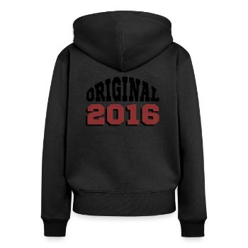 Original 2016 - Sweat à capuche zippé Premium bio Femme - noir - Dos - Julia (174cm)