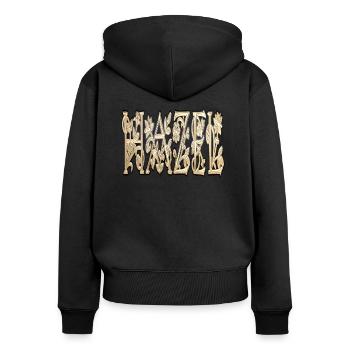 hazel - Frauen Premium Bio Zip Hoodie - Schwarz - Hinten - Julia (174cm)