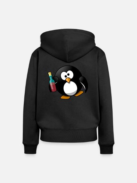 Pinguin Alkohol - Frauen Premium Bio Zip Hoodie - Schwarz