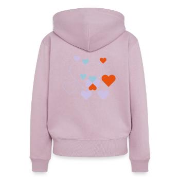 herzen - Frauen Premium Bio Zip Hoodie - Altrosa - Hinten - Julia (174cm)