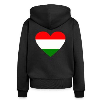 Ungarn - Frauen Premium Bio Zip Hoodie - Schwarz - Hinten - Julia (174cm)