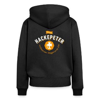 HACKEPETER - Un coeur pour pirater :-) - Sweat à capuche zippé Premium bio Femme - noir - Dos - Julia (174cm)
