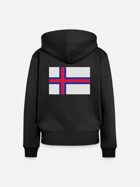 drapeau_iles_feroe - Frauen Premium Bio Zip Hoodie - Schwarz