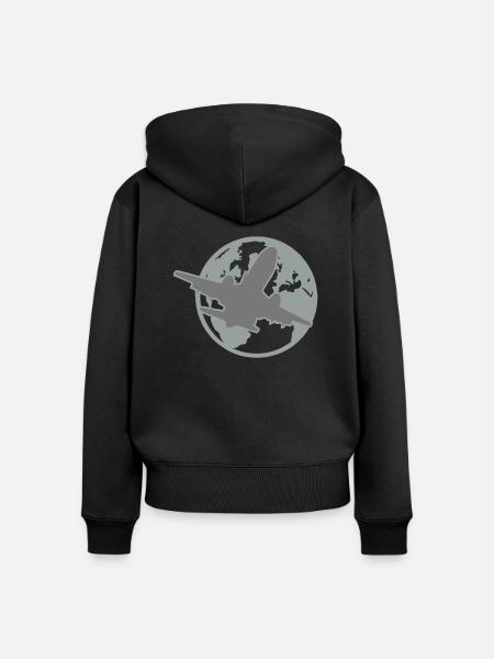 flugzeug - Frauen Premium Bio Zip Hoodie - Schwarz