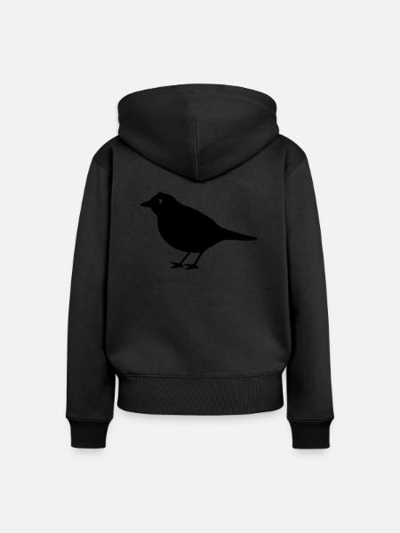 Vogel/Drossel - Frauen Premium Bio Zip Hoodie - Schwarz