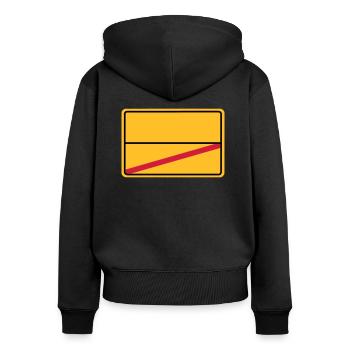 Ortsschild Ende - blanko - Frauen Premium Bio Zip Hoodie - Schwarz - Hinten - Julia (174cm)