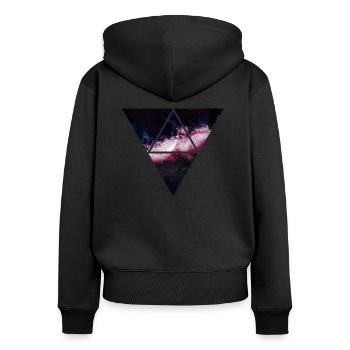 triangle galaxy galaxie du triangle - Sweat à capuche zippé Premium bio Femme - noir - Dos - Julia (174cm)