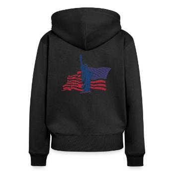 USA flag Amérique - Sweat à capuche zippé Premium bio Femme - noir - Dos - Julia (174cm)