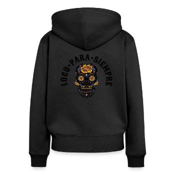 Loco para siempre mexicanBlack - Frauen Premium Bio Zip Hoodie - Schwarz - Hinten - Julia (174cm)