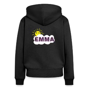 prenom fille cloud emma - Sweat à capuche zippé Premium bio Femme - noir - Dos - Julia (174cm)