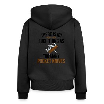 Taschenmesser Sammlergeschenke | Messersammler - Frauen Premium Bio Zip Hoodie - Schwarz - Hinten - Julia (174cm)