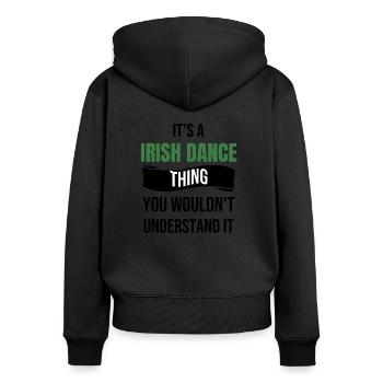 Danseuse irlandaise | Danse irlandaise de la Saint-Patrick - Sweat à capuche zippé Premium bio Femme - noir - Dos - Julia (174cm)
