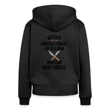 Couteau à couteaux papa cadeau couteau - Sweat à capuche zippé Premium bio Femme - noir - Dos - Julia (174cm)