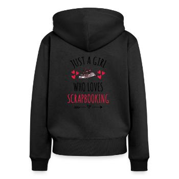 Scrapbooking Mädchen | Scrapbook Liebhaber Album - Frauen Premium Bio Zip Hoodie - Schwarz - Hinten - Julia (174cm)