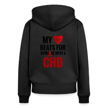 CHD Awareness Shirt | CHD Congenital heart defect - Women's Premium Organic Zip Hoodie - black - Back - Julia (174cm)