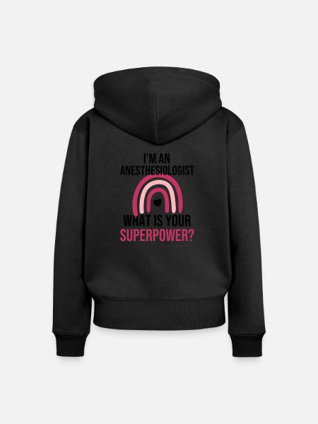 Anestesia anestesia regalo anestesia anestesia regalo anestesia anestesia - Felpa con cappuccio con zip ecologica premium da donna - nero