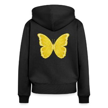 zitronenfalter zitrone schmetterling zitrus obst - Frauen Premium Bio Zip Hoodie - Schwarz - Hinten - Julia (174cm)