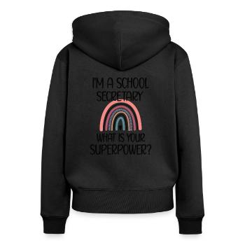 Secrétaire scolaire Secrétariat - Sweat à capuche zippé Premium bio Femme - noir - Dos - Julia (174cm)