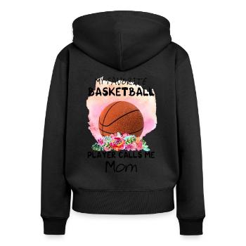 Aquarelle Basket-ball Maman - Sweat à capuche zippé Premium bio Femme - noir - Dos - Julia (174cm)
