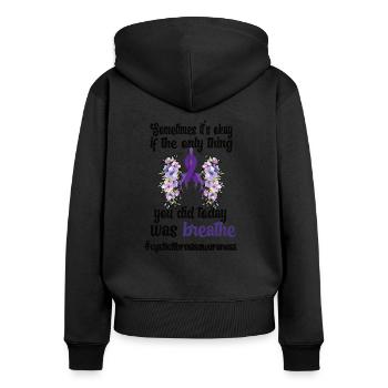 La mucoviscidose combattant la mucoviscidose - Sweat à capuche zippé Premium bio Femme - noir - Dos - Julia (174cm)