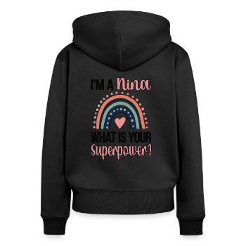 Nina Grandma Mother's Day Gift Nina Grandmother Sweet - Women's Premium Organic Zip Hoodie - black - Back - Julia (174cm)