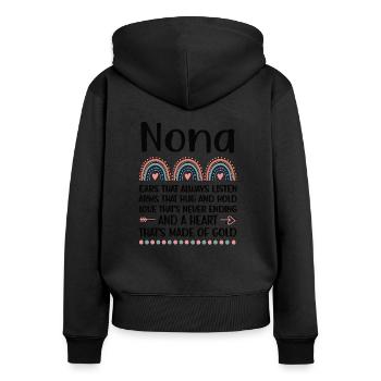 Nona Grandma Mother's Day Gift Nona Grandmother Sweet - Women's Premium Organic Zip Hoodie - black - Back - Julia (174cm)
