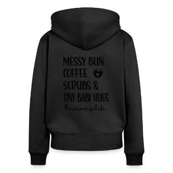NICU Soins intensifs Infirmier nouveau-né - Sweat à capuche zippé Premium bio Femme - noir - Dos - Julia (174cm)