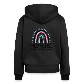 NICU Neonatologische Intensiv-Krankenschwester - Frauen Premium Bio Zip Hoodie - Schwarz - Hinten - Julia (174cm)