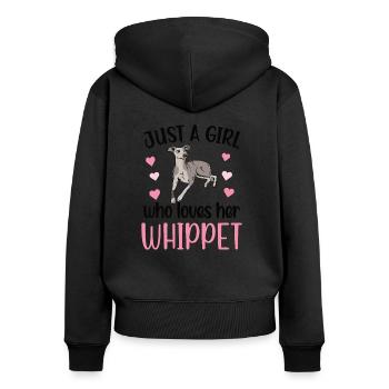 Whippet fille Whippet amant Whippet maman - Sweat à capuche zippé Premium bio Femme - noir - Dos - Julia (174cm)