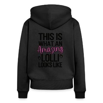 Lolli Grandma Mother's Day Gift Lolli Grandmother - Women's Premium Organic Zip Hoodie - black - Back - Julia (174cm)