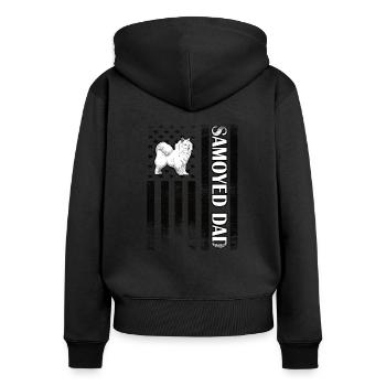 Samojede Papa Samojede Besitzer Samojede Liebhaber - Frauen Premium Bio Zip Hoodie - Schwarz - Hinten - Julia (174cm)
