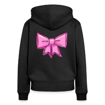 rosa Schleife Geschenkband gezeichnet Stilvoll - Frauen Premium Bio Zip Hoodie - Schwarz - Hinten - Julia (174cm)