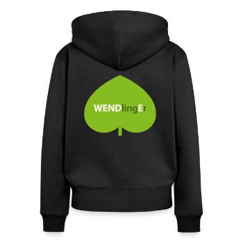WENDlingEr - Frauen Premium Bio Zip Hoodie - Schwarz - Hinten - Julia (174cm)