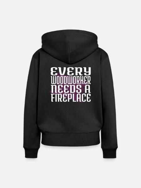 woodworker safety helmet statement - Frauen Premium Bio Zip Hoodie - Schwarz